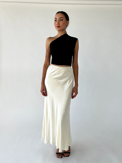 Satin maxi skirt with a slip