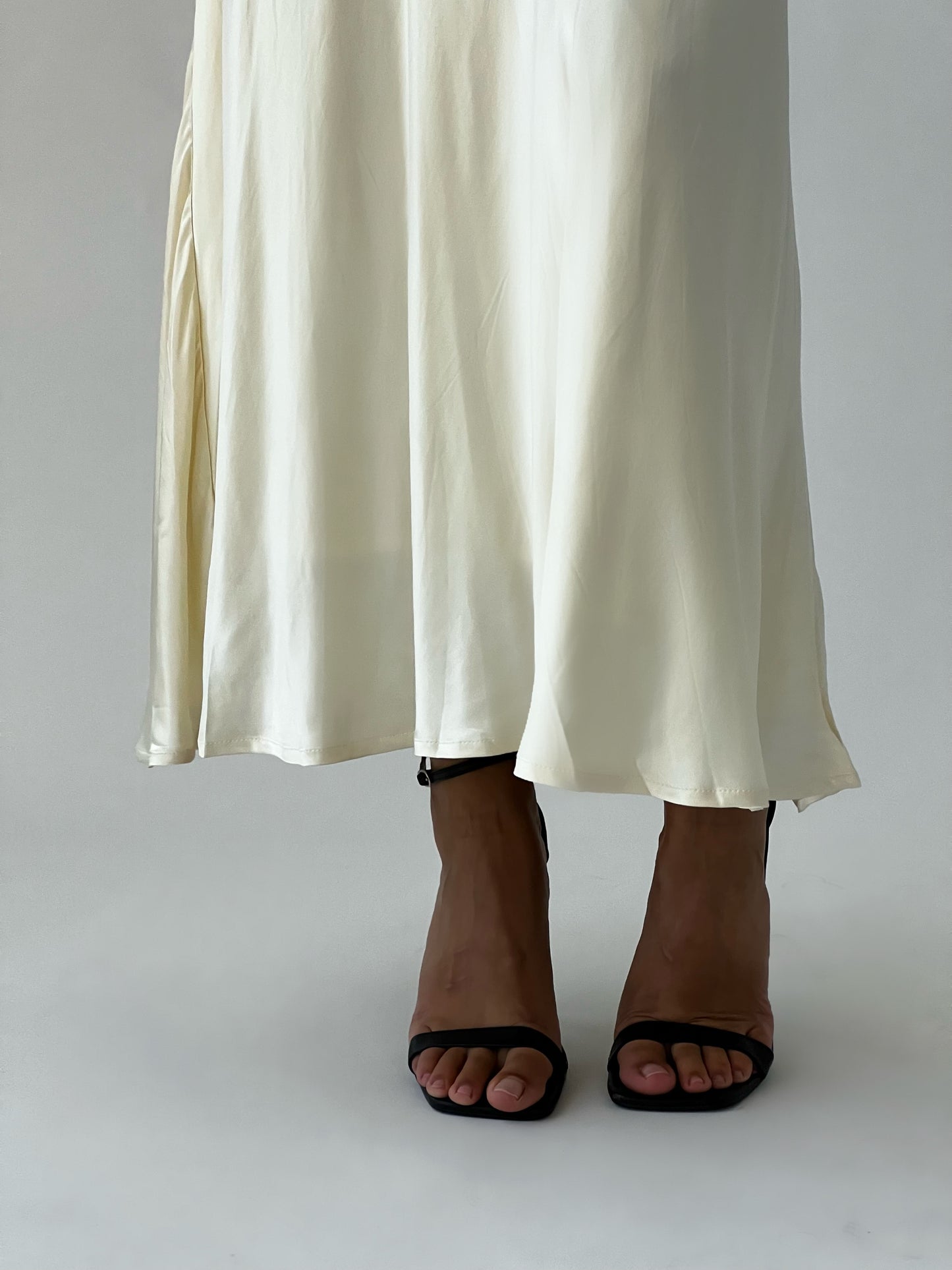 Satin maxi skirt with a slip