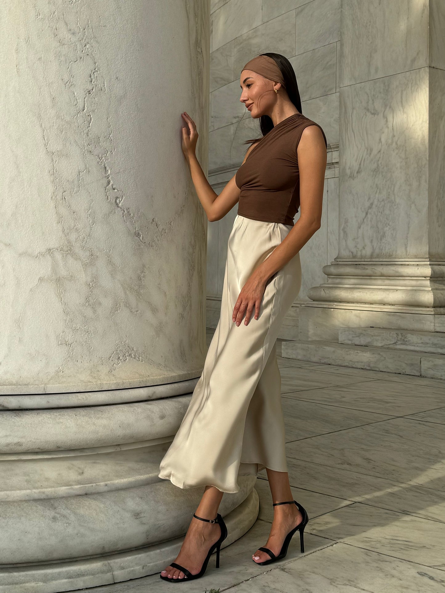 Satin maxi skirt